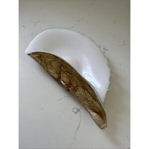 Large Art Glass Hand Blown Conch Shell Centerpiece Brown Krosno? Murano?